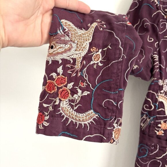 Johnny Was Purple Floral Dragon Embroidered Jacket Blazer Women’s Size Medium - Picture 8 of 11